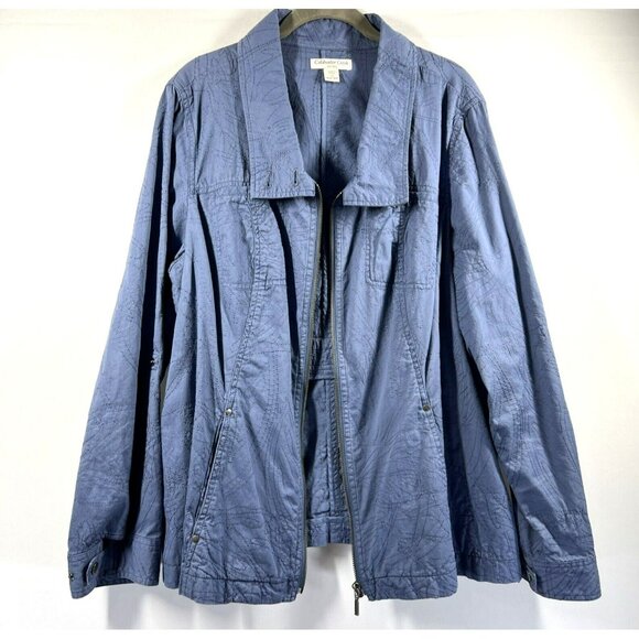 Coldwater Creek Women's Shaped Jacket 18 1X Denim Blue Embroidered Long Sleeve - Picture 3 of 11